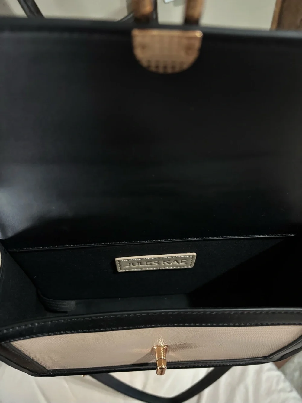 Two-Tone Cream and Black Crossbody Shoulder Bag